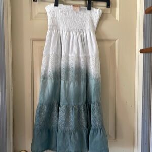 Women’s Strapless Blue/Gray/White Beachy Dress Size M